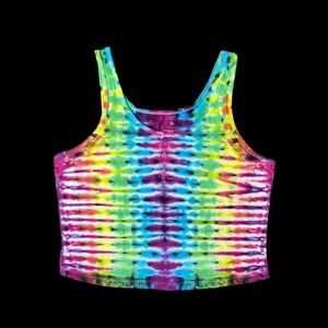 Tie Dye Hand Dyed Rainbow DNA Crop Top Tank Sz XXL